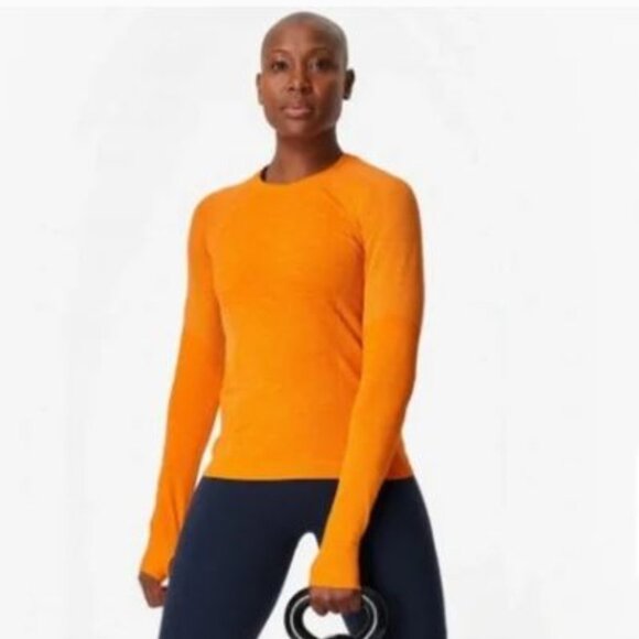NWT $88 British Sweaty Betty Long Sleeve Workout Top Murcotte Orange Small - Picture 3 of 10